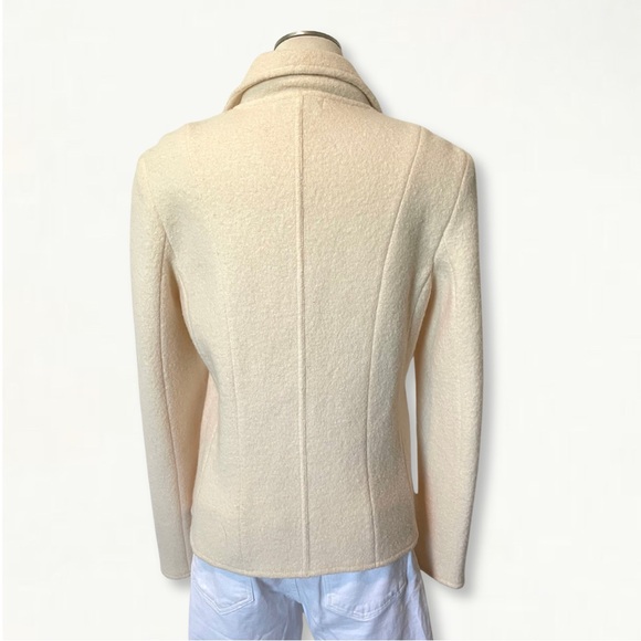 Vintage Casual Corner Neutral Cream Textured 100% Wool Staple Jacket Blazer - Picture 5 of 13